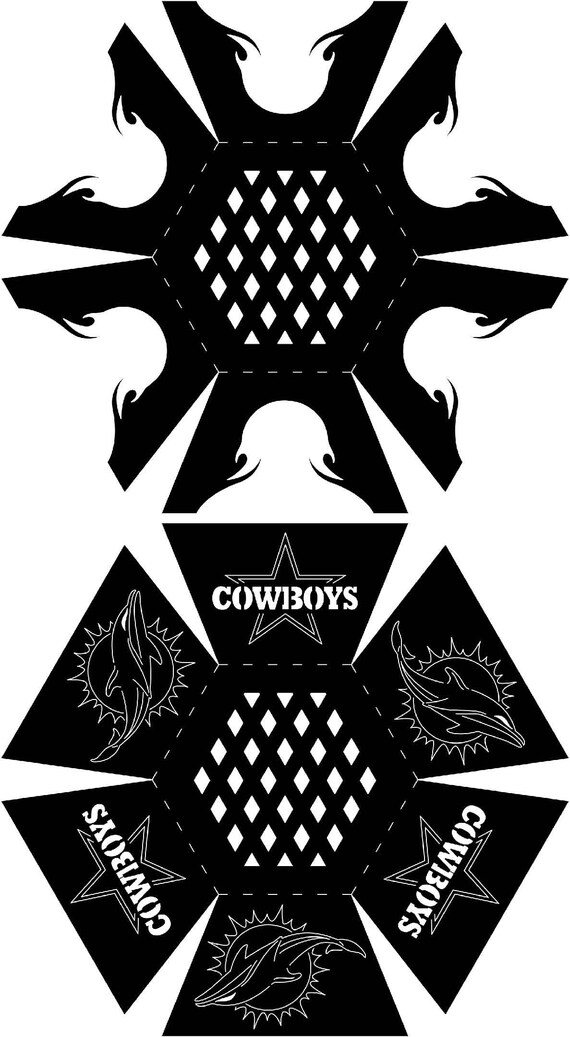 Fire Pit Hexagon Miami Dolphins And Dallas Cowboy Logos Dxf Etsy
