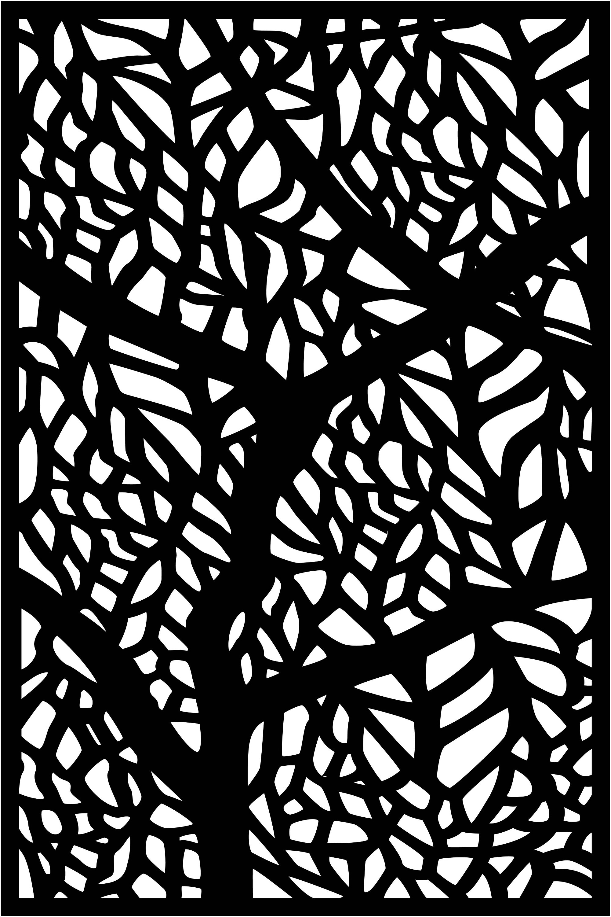 5 Panels Tree Privacy Screen Ornaments: CNC Laser Cut Files (DXF & SVG ...