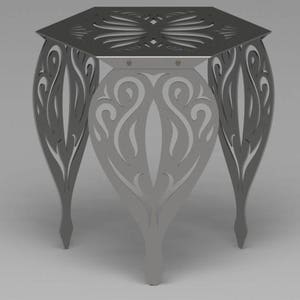 Hexagon Butterfly Table with Traditional Ornamental Style Scroll Legs-DXF files cut ready for cnc machines, laser cutting and plasma cutting