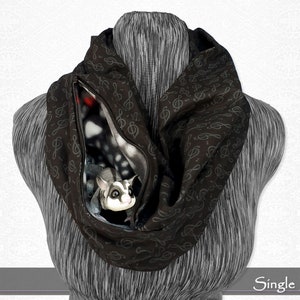 Music Note Bonding Scarf for Small Pocket Pets Black Treble Clef Cotton Infinity Scarf with Secret Pouch 36" Single Loop