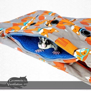 Gentlemen Foxes Bonding Scarf for Small Pets with Hidden Fleece Pocket Gray and Orange Cotton Bond Pouch image 8