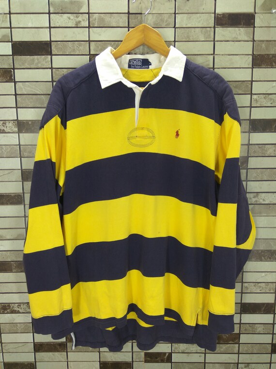 90s Polo Ralph Lauren Striped Yellow Blue Sailing Gear Tommy Etsy