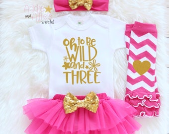 Young Wild /& Three Birthday Outfit3rd Birthday OutfitThree birthday girl