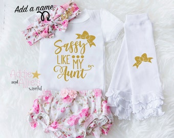 Baby Aunt Baby Gift Baby Girl Outfits girl baby shower Aunt gift Sassy like my Aunt Aunt Baby shirt Coming Home G20 Baby Girl Clothes