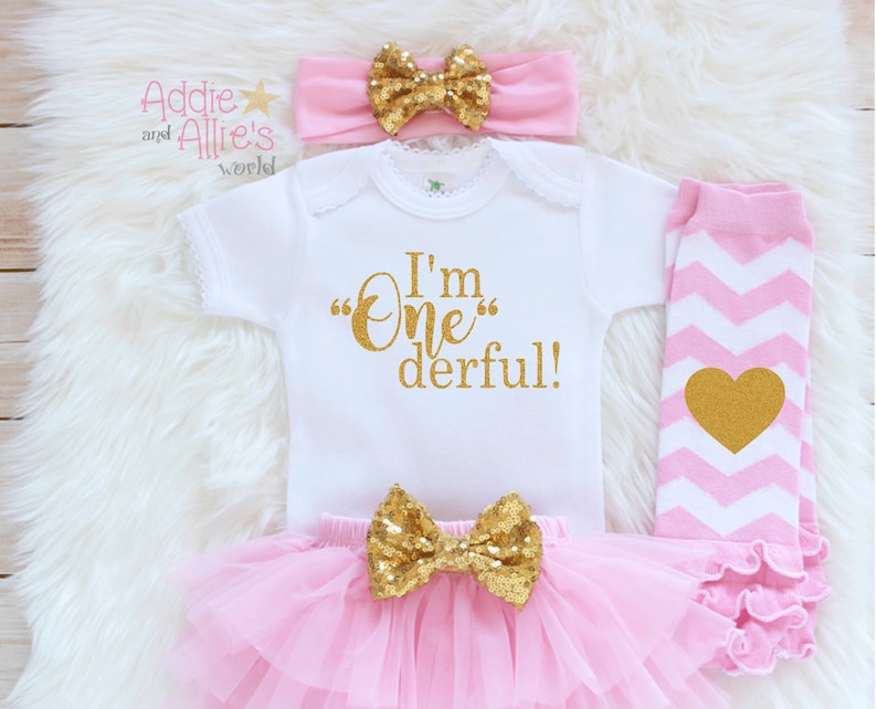 I/'m OneDerful Birthday Outfit Girl Pink and Gold tutu Birthday Girl Baby Bodysuit B3P cake smash outfit 1st Birthday Girl Outfit