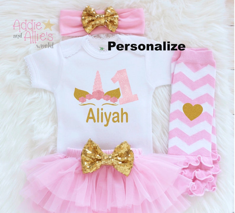 B27 First Birthday Outfit For Girl Unicorn Birthday Outfit Personalized Unicorn Birthday Outfit 1st Birthday First Birthday Outfit Girl
