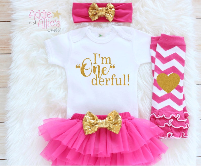 I/'m OneDerful Birthday Outfit Girl Pink and Gold tutu Birthday Girl Baby Bodysuit B3P cake smash outfit 1st Birthday Girl Outfit