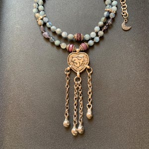 old coin silver OM pendant gemstone necklace