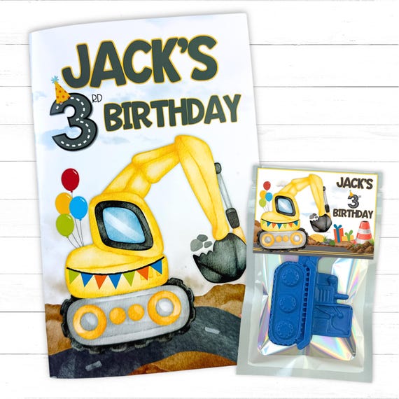 Personalized Kids Construction Birthday Party Favor Crayons and Coloring Books Set