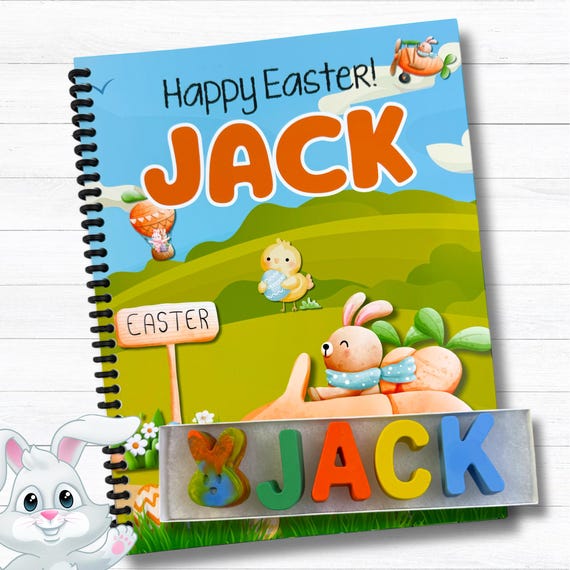 Personalized Easter Coloring Book & Name Crayons - Kids Easter Basket Stuffer