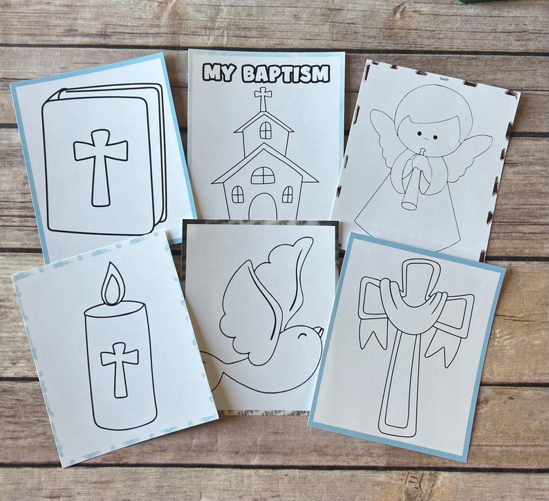 Personalized Baptism Coloring Gifts Religious Keepsakes for Kids Kids Favors & Activities Baptism Celebrations for kids image 4