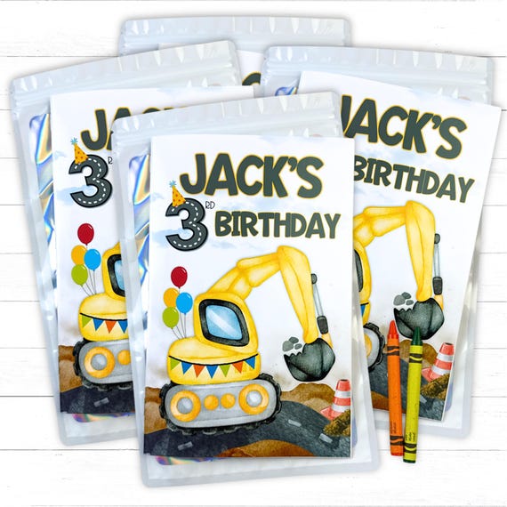 Personalized Kids Construction Birthday Party Favors Folded Coloring Books