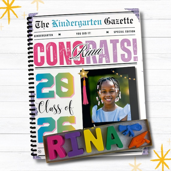 Personalized Graduation Coloring Book with Photo, Name Crayons, Kids Grad Gift