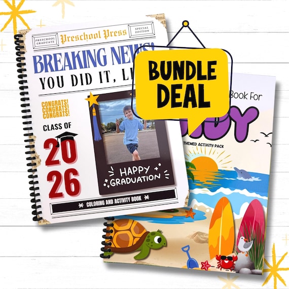 Personalized Graduation Coloring Book & Summer Activity Bundle