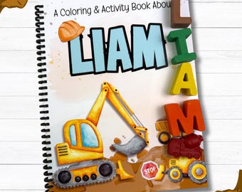 Personalized Construction Activity Book & Crayons Gift Set