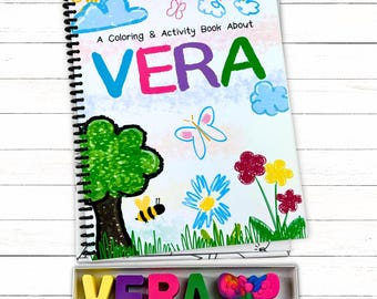 Personalized Kids Activity Coloring Book Gift Set with Name Crayons