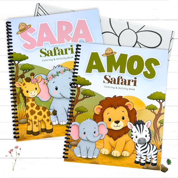 Personalized Kids Safari Coloring Book Custom Jungle Learning Activity Workbook
