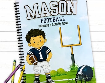 Personalized Football Activity Book, Custom Toddler Coloring Book, Birthday Boy Gift
