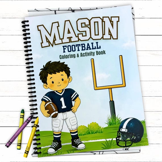 Personalized Football Activity Book, Custom Toddler Coloring Book, Birthday Boy Gift