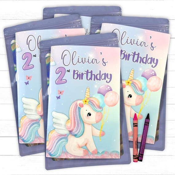 Personalized Girl Unicorn Birthday Party Favors Folded Coloring Books
