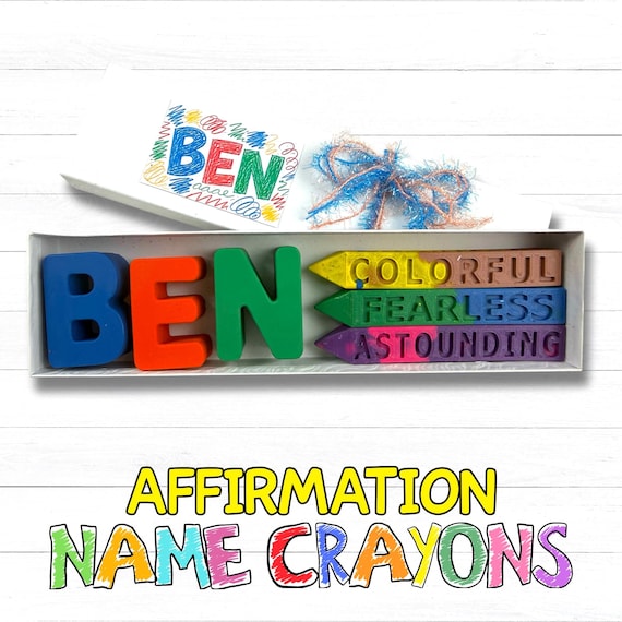 Personalized Name Crayons with Affirmation Crayons, Custom Kids Gift Set