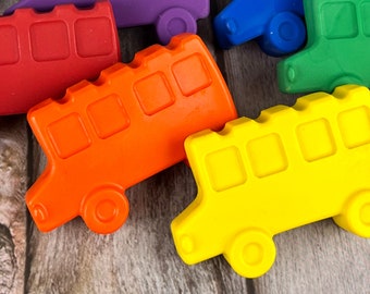 Bus Crayon Favors - Fun and Colorful Kids Birthday Gifts - Bus Shaped Crayons - Perfect for Bus-Themed Parties and Classroom Gifts