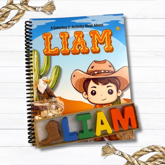 Personalized Cowboy Crayons & Coloring Book Set: Western Birthday Gift