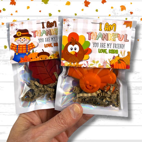 Personalized Thanksgiving Crayons - Classroom Gifts & Party Favors for Kids