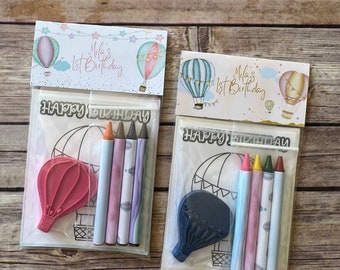 Hot air balloon Mini Color Packs. Personalized. Party favors. Kids gifts. Class favors. Hot air Balloon crayons. . Birthday favors.