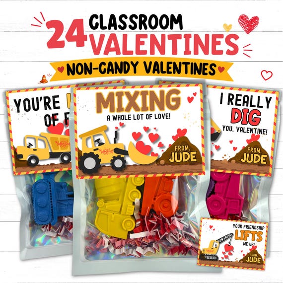 Construction Valentines for Class | Non Candy Classroom Exchange Favors