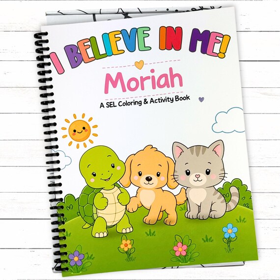 Personalized SEL Preschool Activity Book, Custom Kids Confidence and Feelings Coloring Book