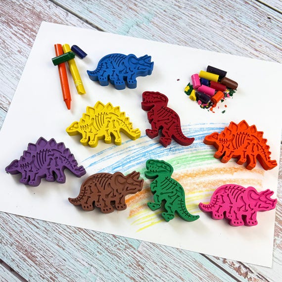 Bulk Skeleton Dinosaur Birthday Party Favors and Loose Fossil Dino Crayons