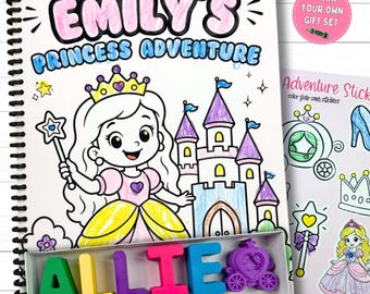 Personalized Princess Coloring Book Gift Set with Stickers & Crayons