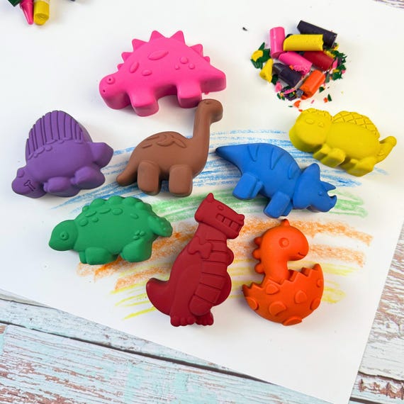 Bulk Dinosaur Birthday Party Favors and Loose Custom Dino Crayons
