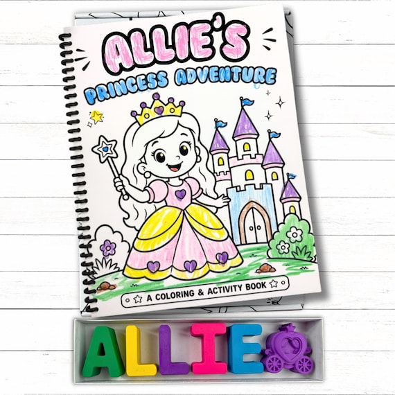 Personalized Princess Preschool Gift Box, Custom Name Crayons Creative Learning Craft Set