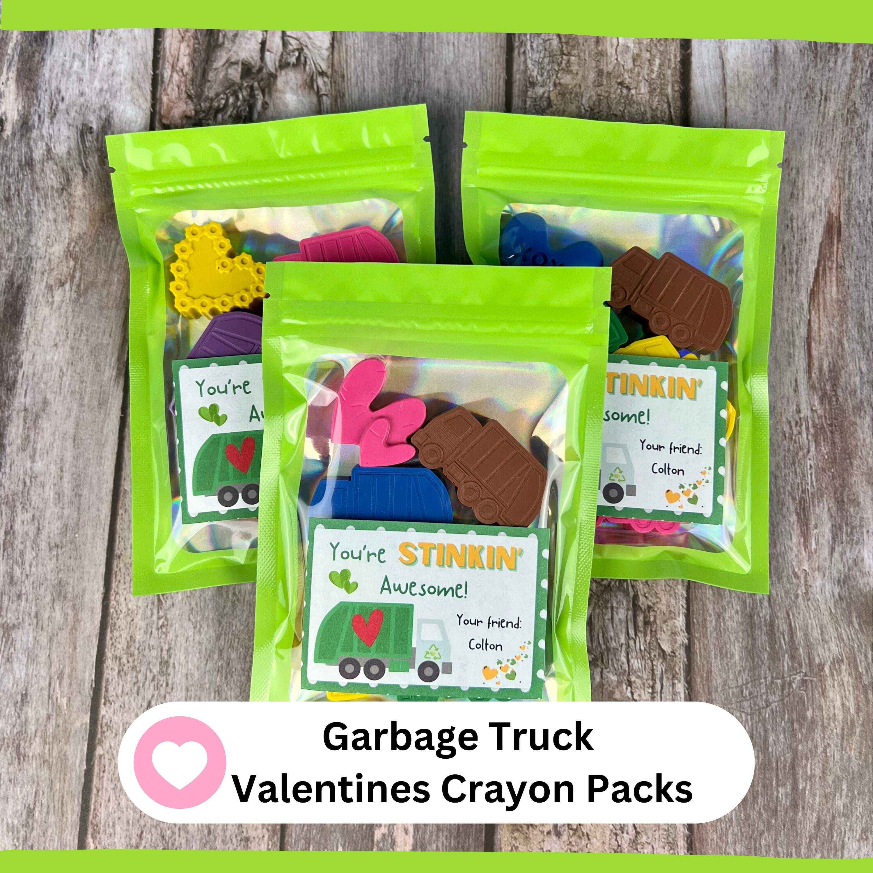 Garbage Truck Mini Color Packs. Personalized. Party Favors. Kids Gifts.  Class Favors. Garbage Truck Crayon. Birthday Favors. Recycle. Trash 