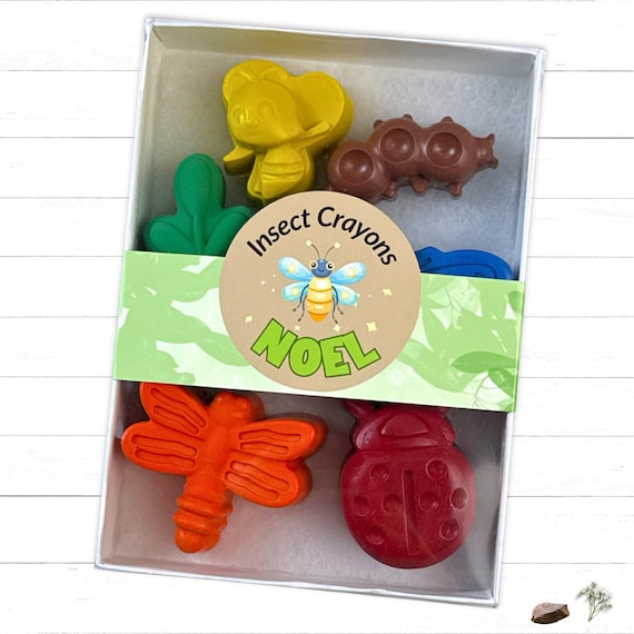 Personalized Kids Insect Crayon Gift Set and Boxed Custom Name Crayons