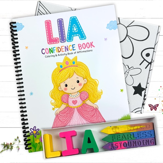 Personalized Kids Confidence Book Positive Affirmations Name Crayons Box Set