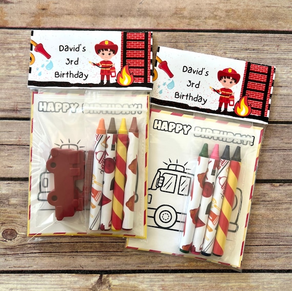 Personalized Fireman Mini Color Packs Firetruck Crayons for Kids