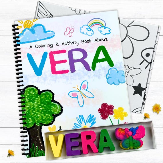 Personalized Kids Activity Coloring Book Gift Set with Name Crayons