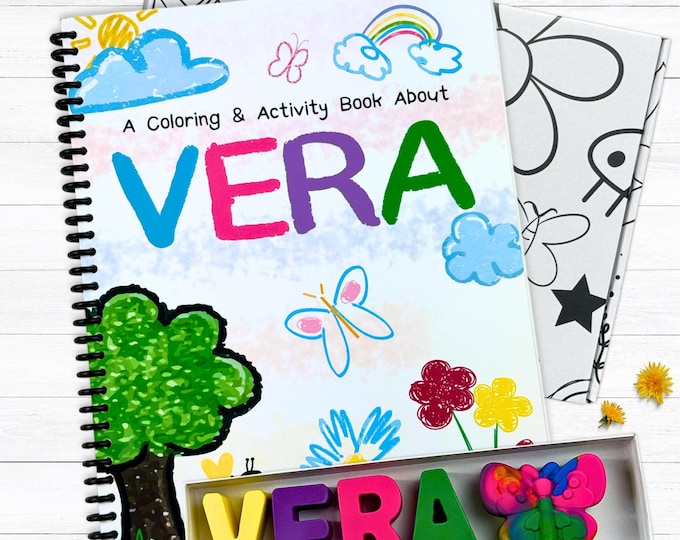 Personalized Kids Activity Coloring Book Gift Set with Name Crayons