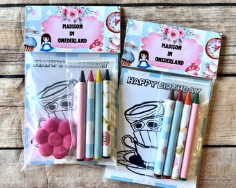 Tea Party Themed Coloring Packs - Personalized Goodies & Kids Gifts for Birthdays and Class Favors