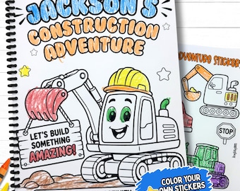 Personalized Color Your Own Construction Book & Stickers