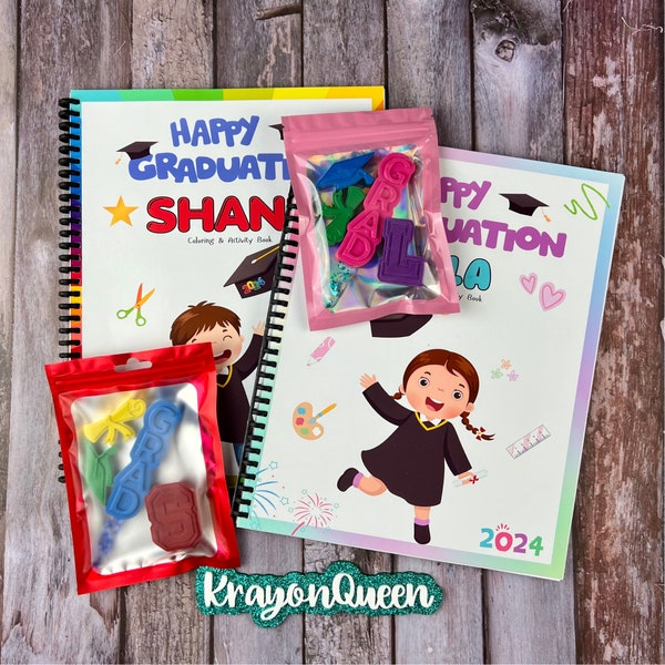 Personalized Kindergarten Graduation Coloring Book and Crayons Set - Perfect Graduation Gift for Kids - Preschool Graduation Keepsake