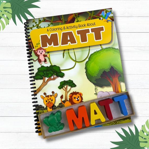 Personalized Safari Activity Book for Kids: Coloring Pages & Crayons