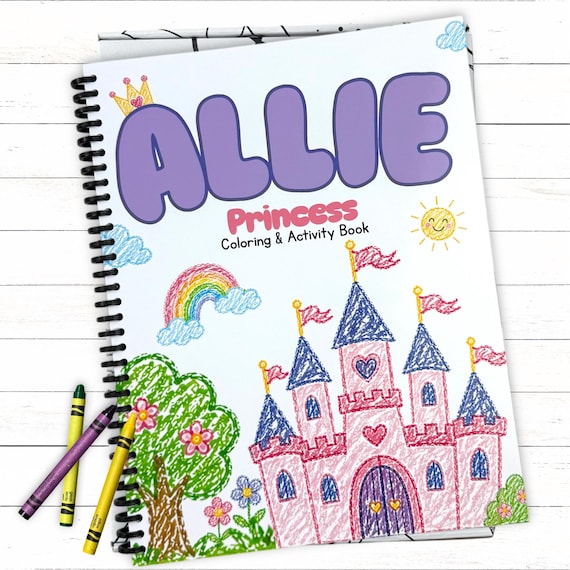 Personalized Princess 2nd Birthday Book, Custom Kids Coloring and Drawing Gift Set