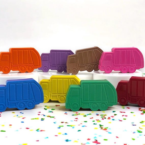 Garbage Truck Crayons: Rainbow Birthday Party Favors
