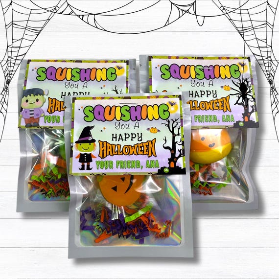 Personalized Halloween Squishies: Classroom Treats & Party Favors