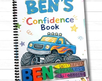 Personalized Affirmation Coloring Book with Name Crayons, Kids Gift Ages 2-6
