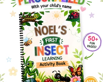 Personalized Insect Activity Book for Kids | Toddler Learning, Coloring, Tracing Ages 2-6